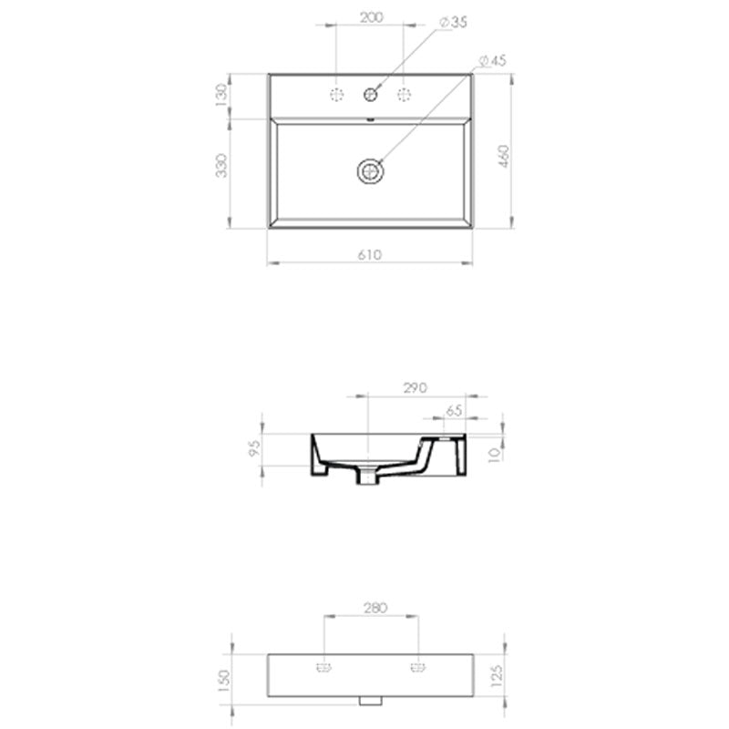 Parisi Twenty 60 Full Bowl Bench Basin specifications