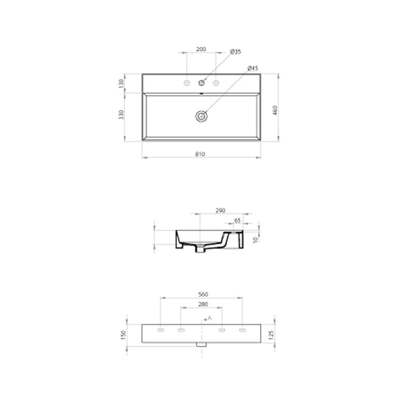 Parisi Twenty 80 Full Bowl Bench Basin specifications