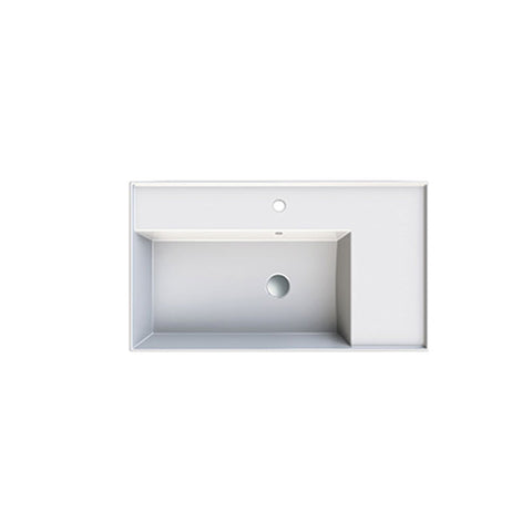 Parisi Twenty 80 Left Bowl Bench Basin - 1 Tap Hole - Gloss White