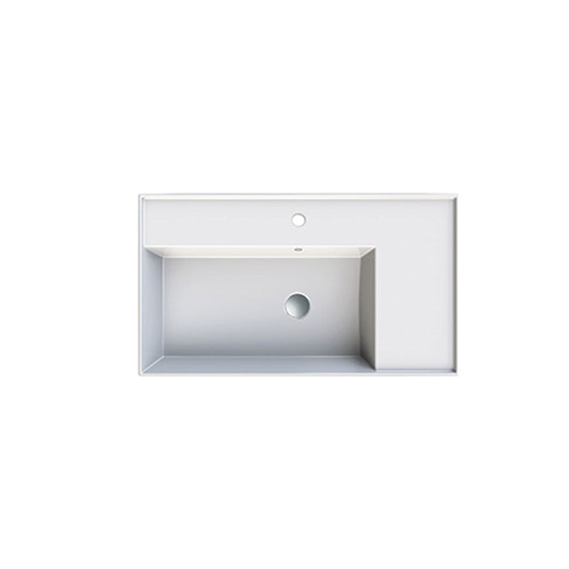 Parisi Twenty 80 Left Bowl Bench Basin - 1 Tap Hole - Gloss White
