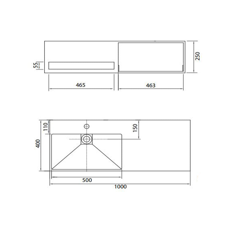 Parisi Unico 10 Cabinet & Washbasin 1 Drawer 1TH- Bamboo Semi Gloss White Specification