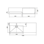Parisi Unico 10 Cabinet & Washbasin 1 Drawer 1TH- Bamboo Semi Gloss White Specification
