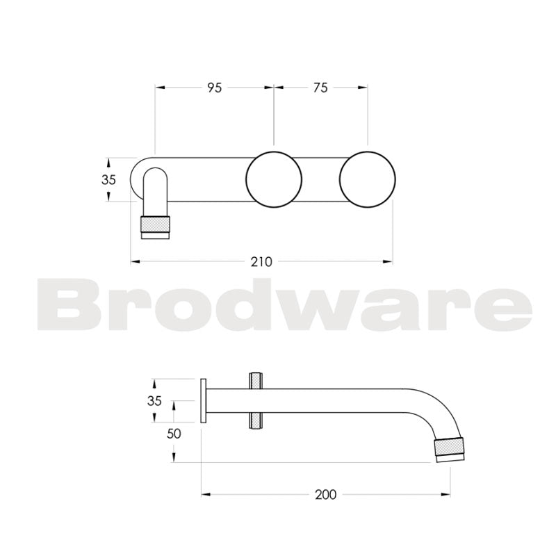 Brodware Yokato Disc Wall Set with 210mm Spout & Back Plate