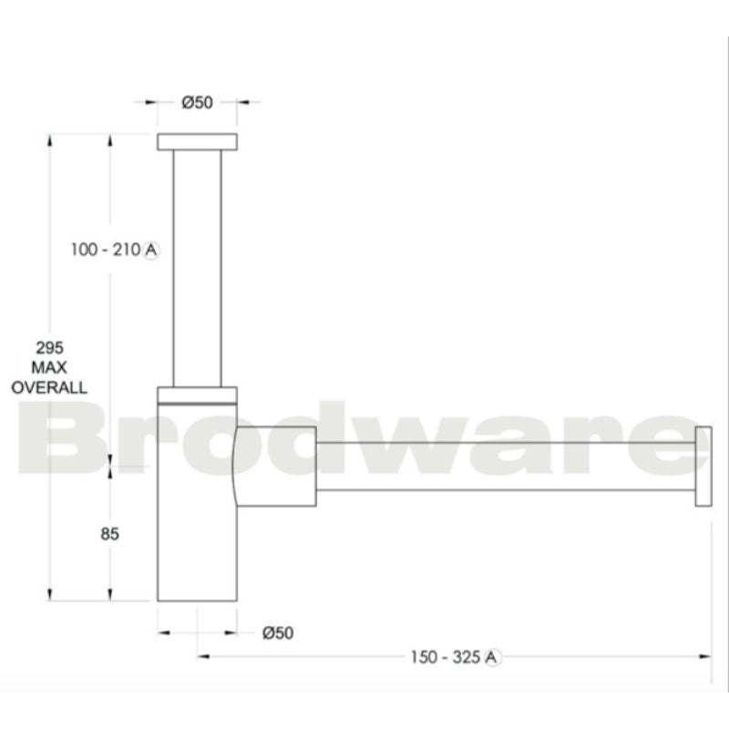 Bottle Trap Square with 32mm-40mm PVC Adaptor Specifications 