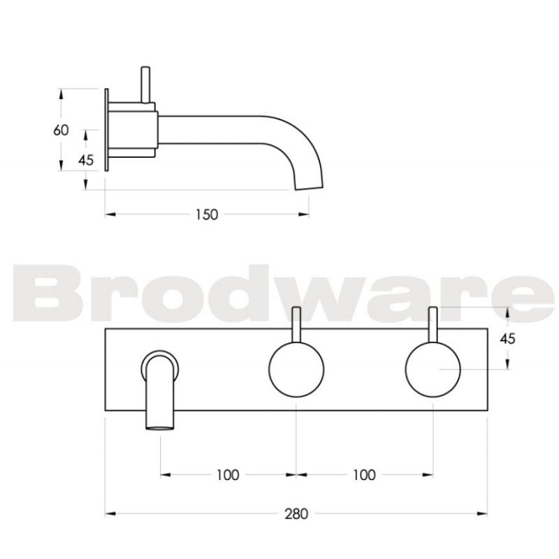 Minim Wall Set with Left Sided Spout on Chrome Plate  Spec