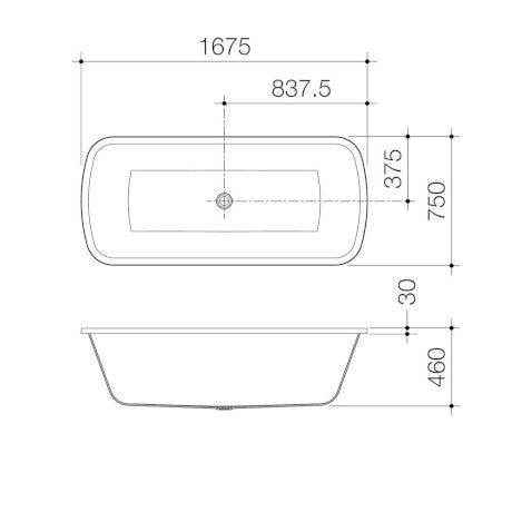 Caroma Urbane 1675mm Acrylic Island Bath No Overflow - Gloss White - UR7ISW