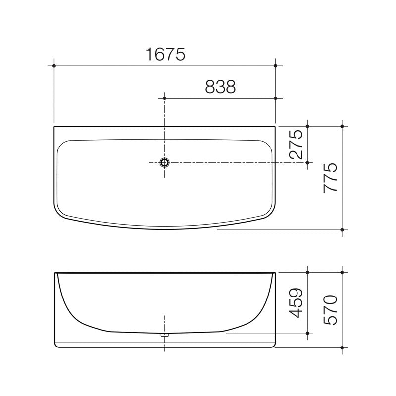 Caroma Urbane Back to Wall Bath 1675 Specification