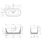 Cassa V-Groove Round 1500mm Bathtub -  Specification