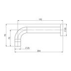 Phoenix Vivid Wall Basin Outlet 200mm Curved - Chrome Specification