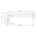 Phoenix Vivid Wall Basin Outlet 250mm Curved - Chrome Specification