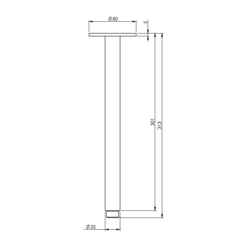Phoenix Tapware Vivid Ceiling Arm 300mm - Chrome Specification
