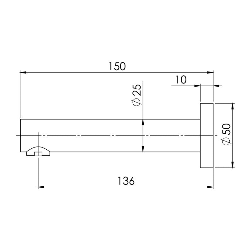 Phoenix Vivid Wall Bath Outlet 150mm Specification