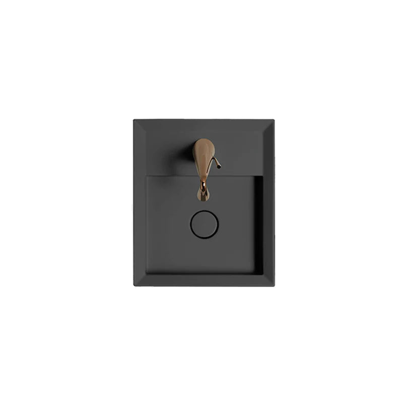 Parisi Cut 450x380 Bench Basin with Platform - 1 Tap Hole - Matte Black - VA161.22