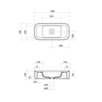 Parisi Cameo Wall Basin 600x280 with 1 Tap Hole Right - Matt Black