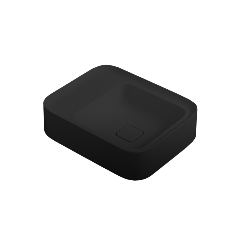 Parisi Cameo Wall Basin 500x400 - No Tap Hole - Gloss Black - VA290/S.02