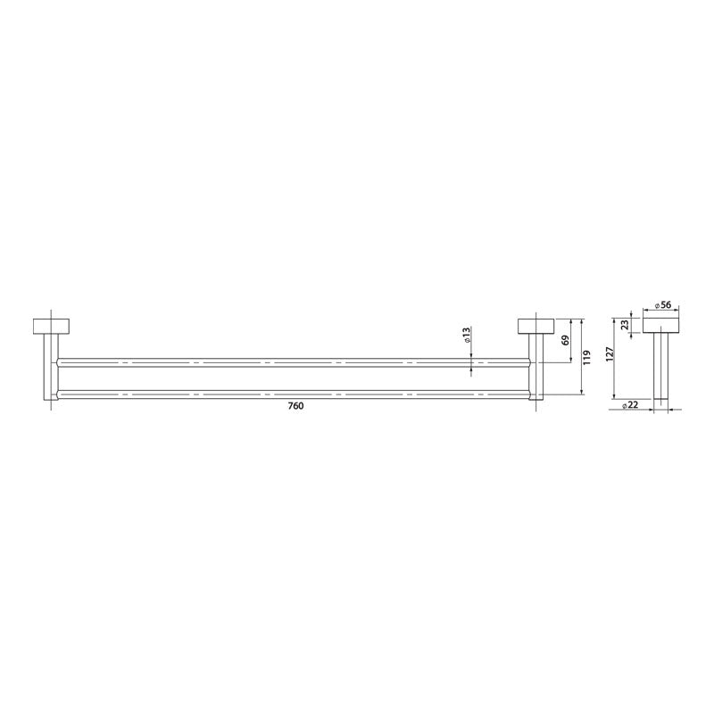 Phoenix Vivid Double Towel Rail 760mm Specification