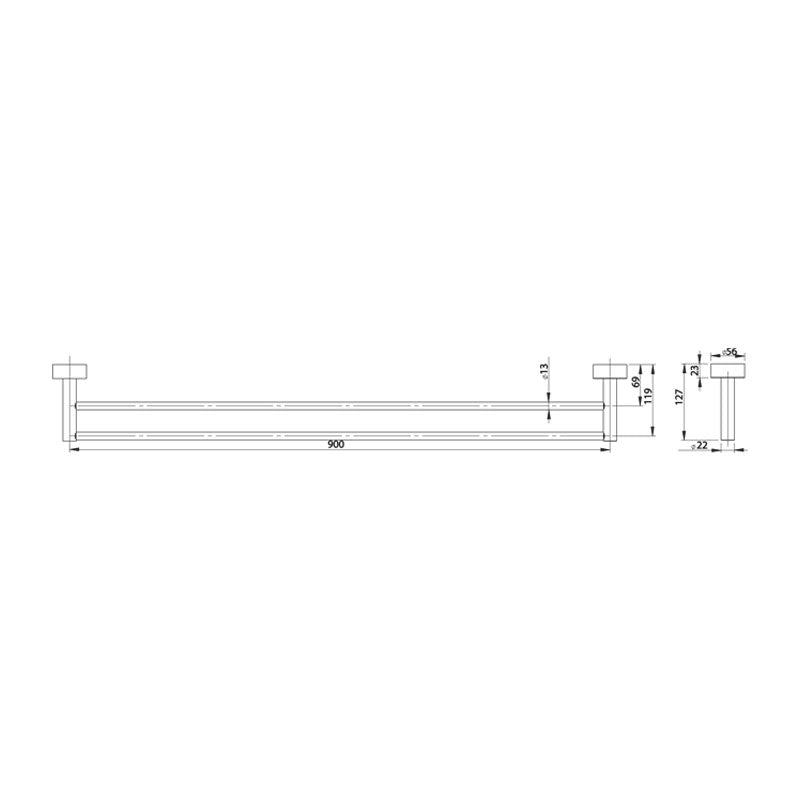 Phoenix Vivid Double Towel Rail 900mm Specification