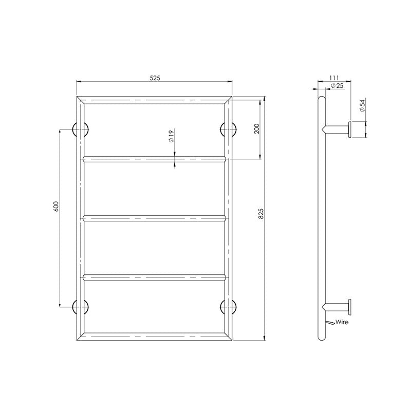 Phoenix Vivid Heated Towel Ladder Specification