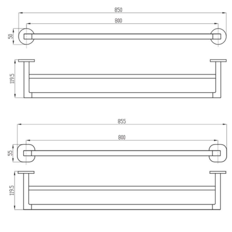 Villeroy & Boch Architectura 800mm Double Towel Rail | Specifications 
