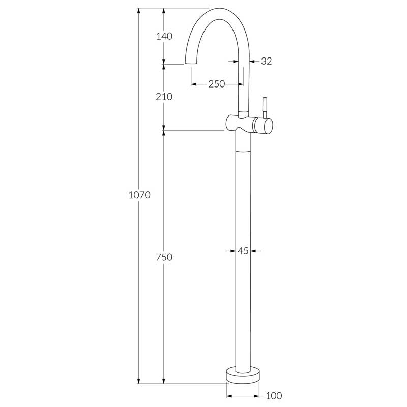 Sussex Voda Floormount Mixer with  Curved Spout
