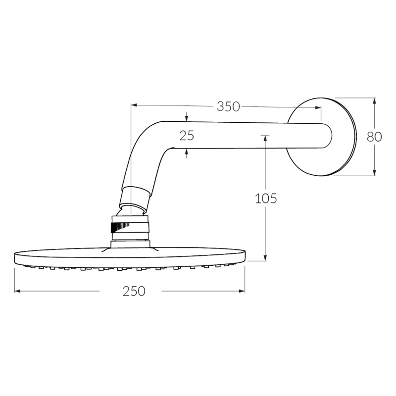 Sussex VODA Horizontal Shower with 250mm Head - Chrome