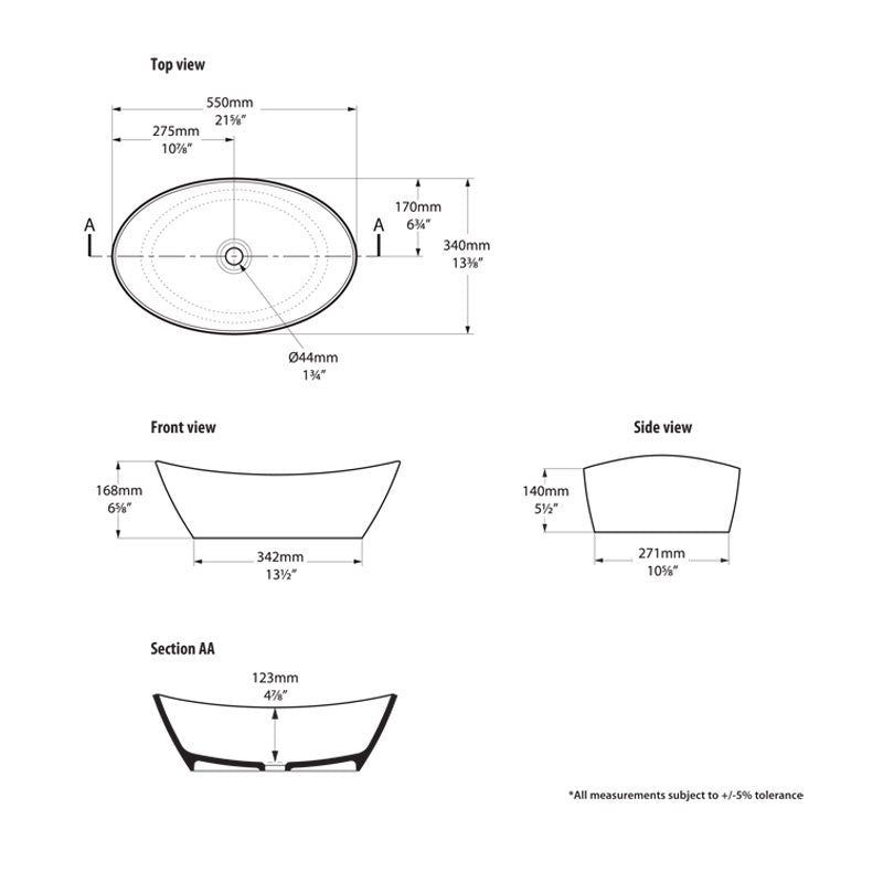 Victoria + Albert Amalfi 55 Basin Spec