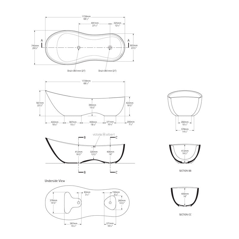 Victoria + Albert Cabrits Freestanding Bath Spec
