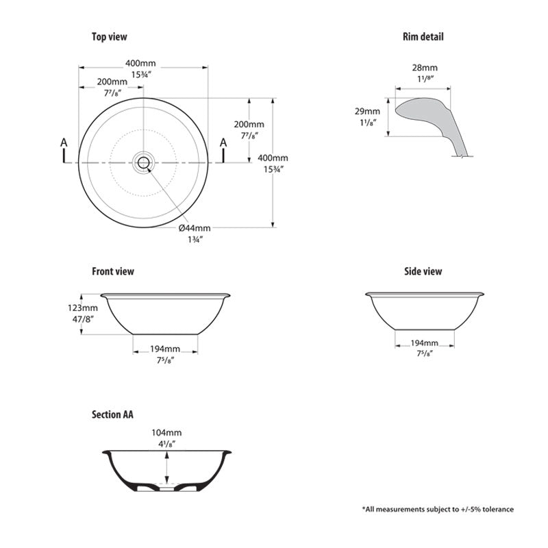 Victoria + Albert Drayton 40 Basin Spec