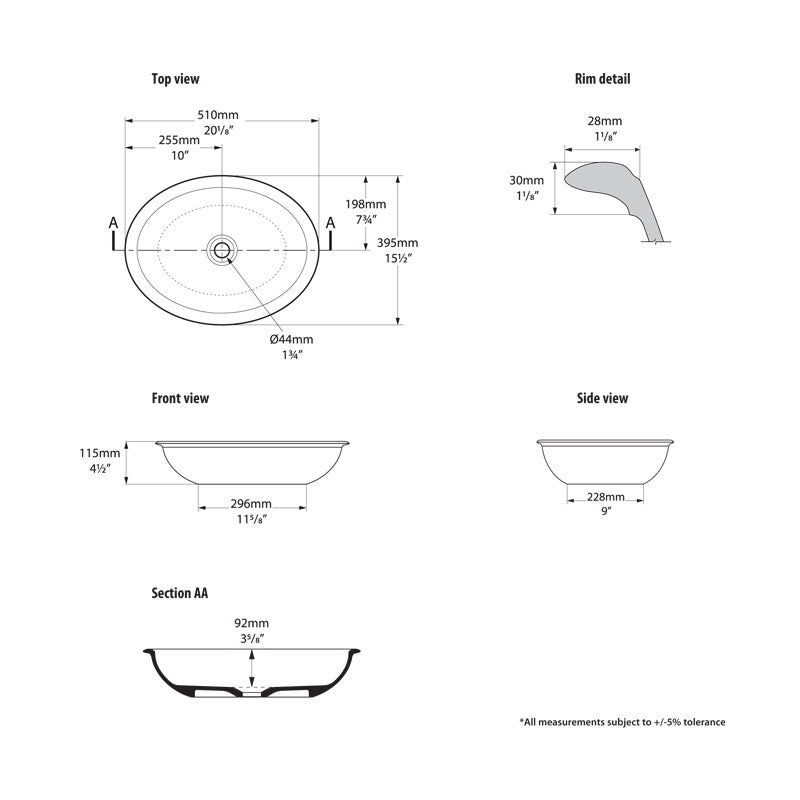 Victoria + Albert Radford 51 Basin Spec