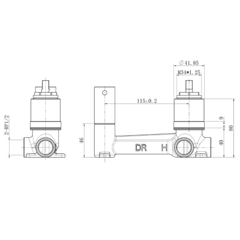 Vileroy & Boch Colour Choice 35mm Wall Mounted Basin Mixer Body Specifications