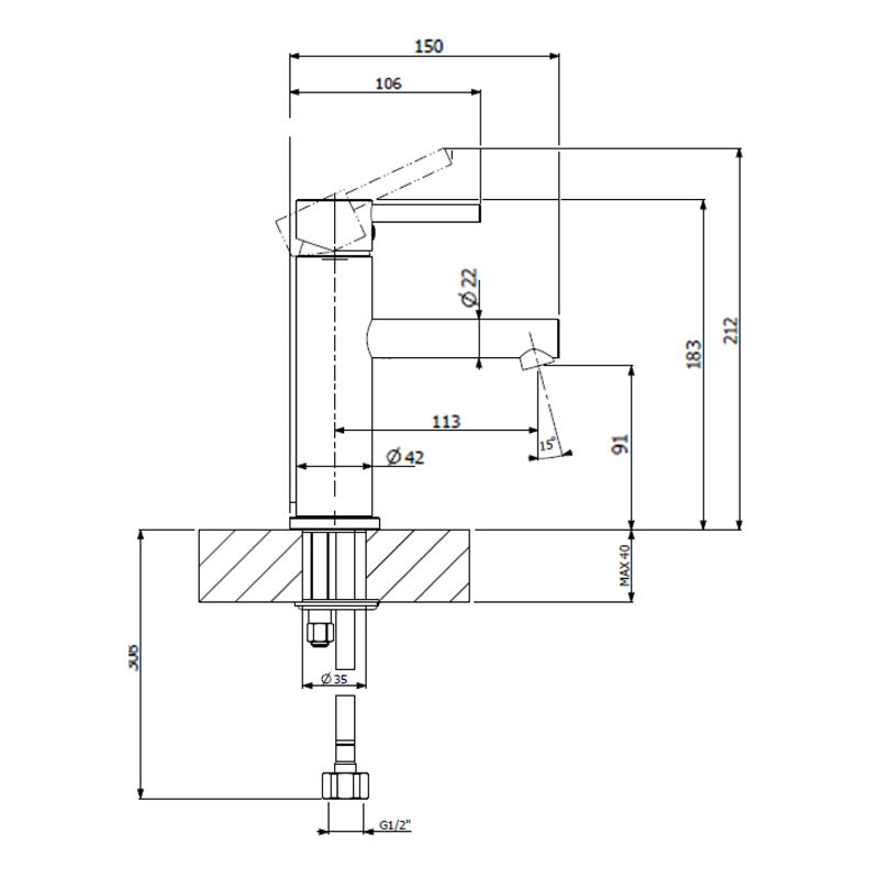 Villeroy & Boch Architectura Pin Basin Mixer Spec