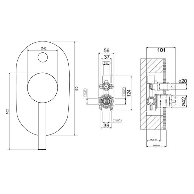 Villeroy & Boch Architectura Pin Diverter Mixer Spec