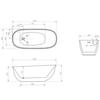 Cassa Vita High Rise 1500mm Bathtub -  Specification