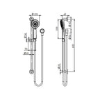Phoenix Vivid Slimline Rail Shower - Matte Black Specification