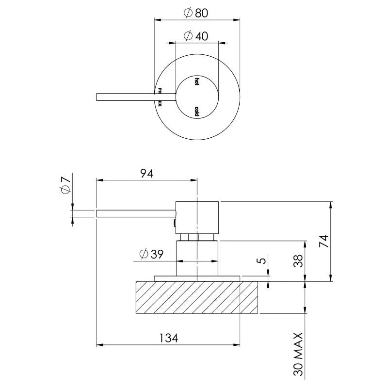 Phoenix Vivid Slimline Hob Mixer Chrome specifications