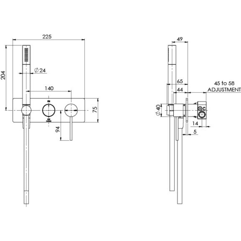 Phoenix Vivid Slimline Wall Shower System specifications
