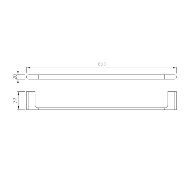 PLD Vantage 800mm Single Towel Rail - Specification