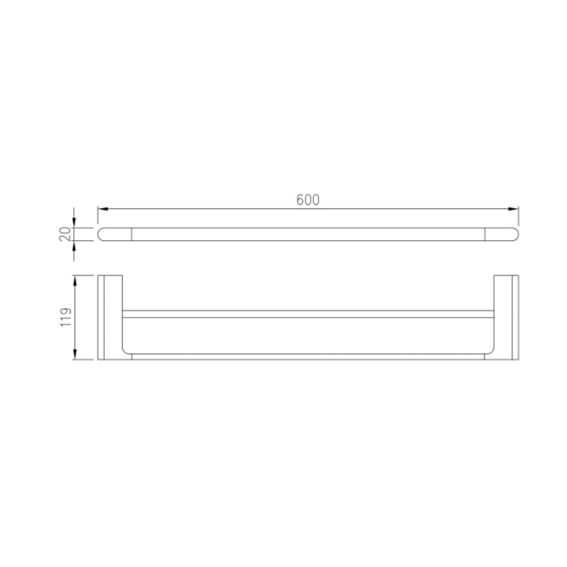 PLD Vantage 600mm Double Towel Rail - Spec