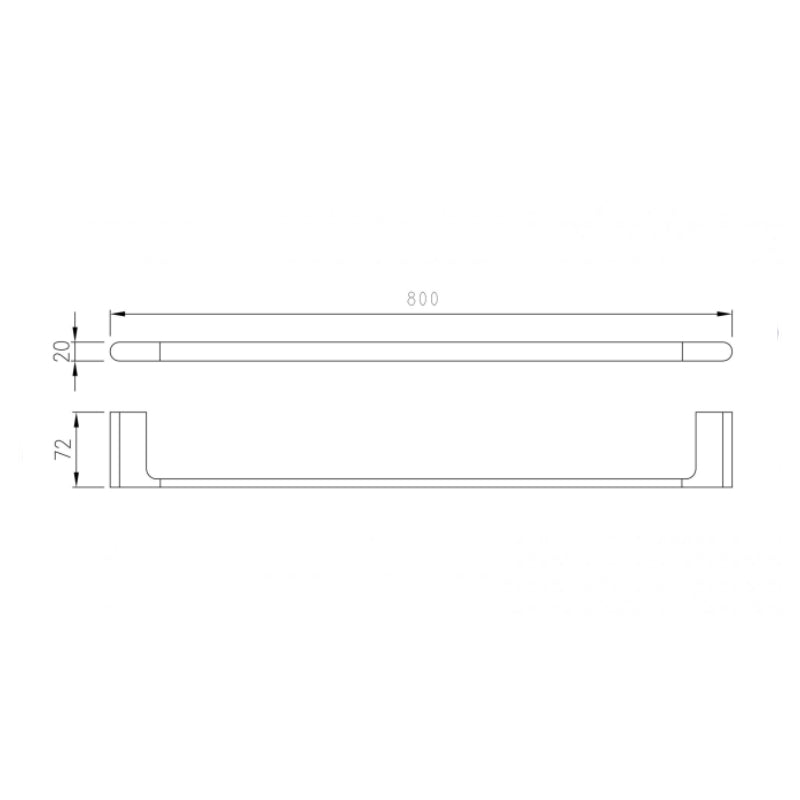 PLD Vantage 800mm Single Towel Rail -  Specification