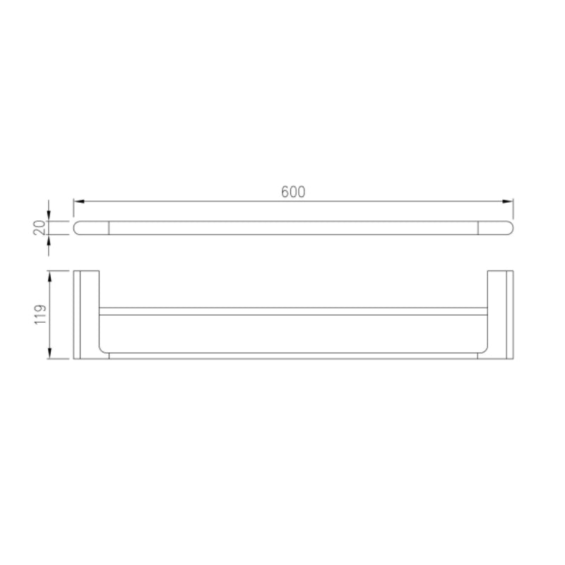 PLD Vantage 600mm Double Towel Rail - Specification