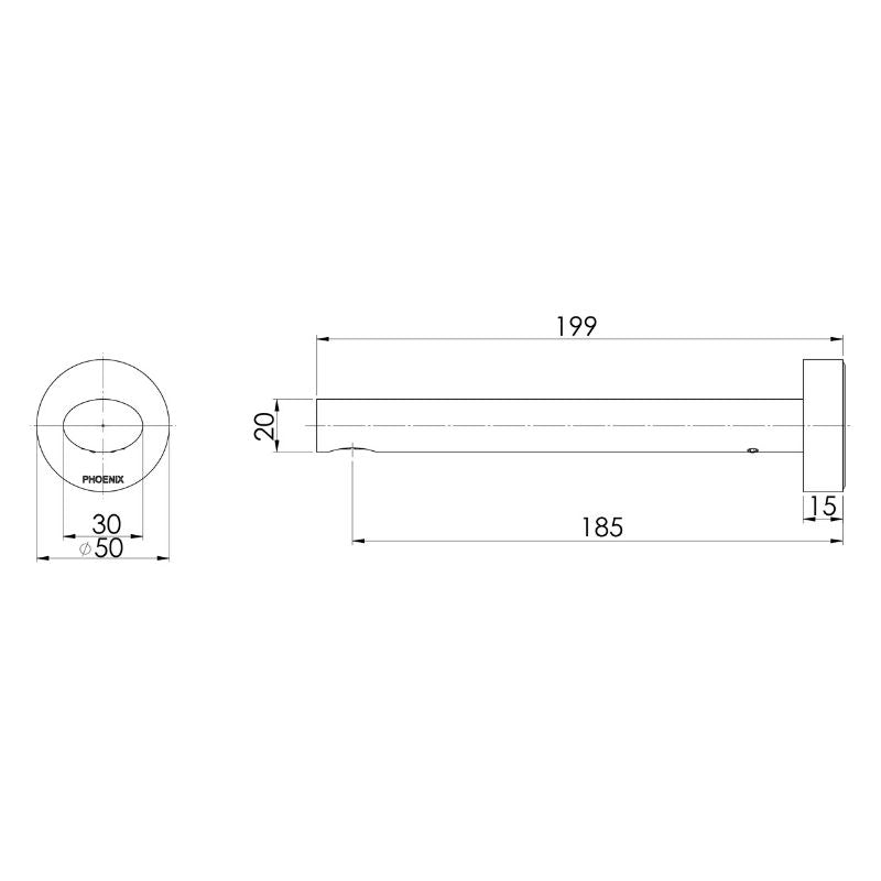 Phoenix Vivid Slimline Oval Wall Outlet 180mm Chrome specs