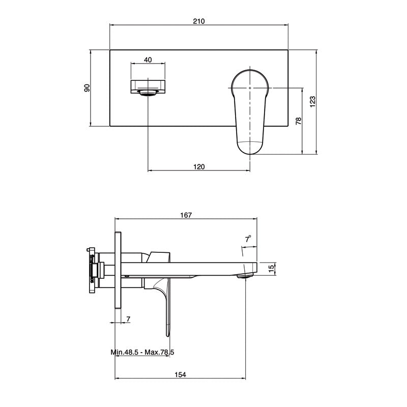 FIMA Wall Mounted Basin Mixer 167mm specifications