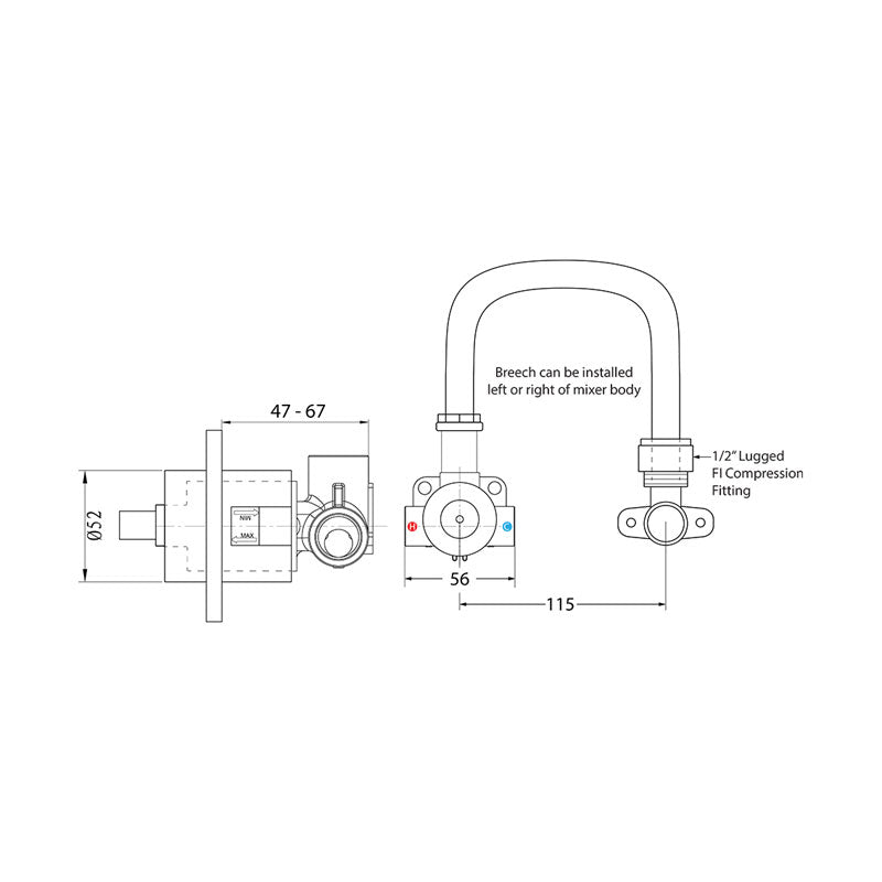 Villeroy & Boch Wall Mounted Basin Mixer Body Specification