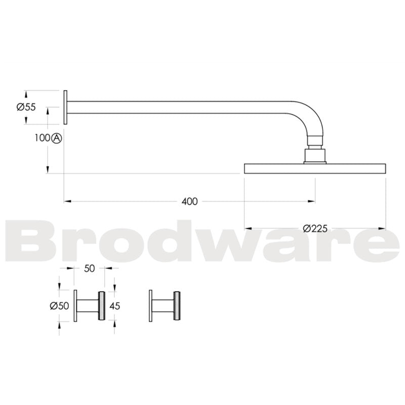 Brodware Yokato Disc Shower Set with 225mm Rose Specifications 