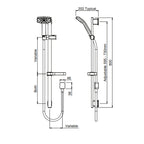 Methven Waipori Satinjet Rail Shower -  Specification