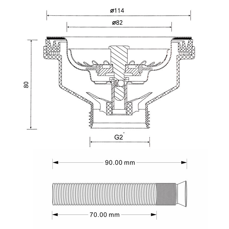 Turner Hastings 90 x 50mm Matte Black Basket Waste & Long Thread Specifications