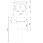 Caroma Concorde Wall Basin 1TH specifications