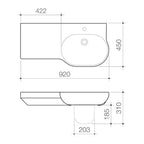 Caroma Opal 920 Wall BAsin specifications