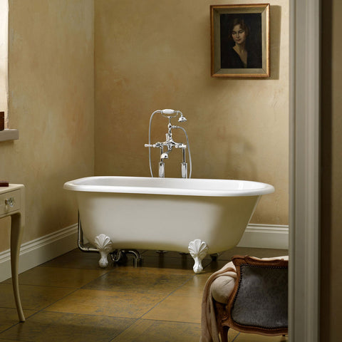 Victoria + Albert Wessex 1525mm Freestanding Bath - Gloss White With Polished Brass Feet
