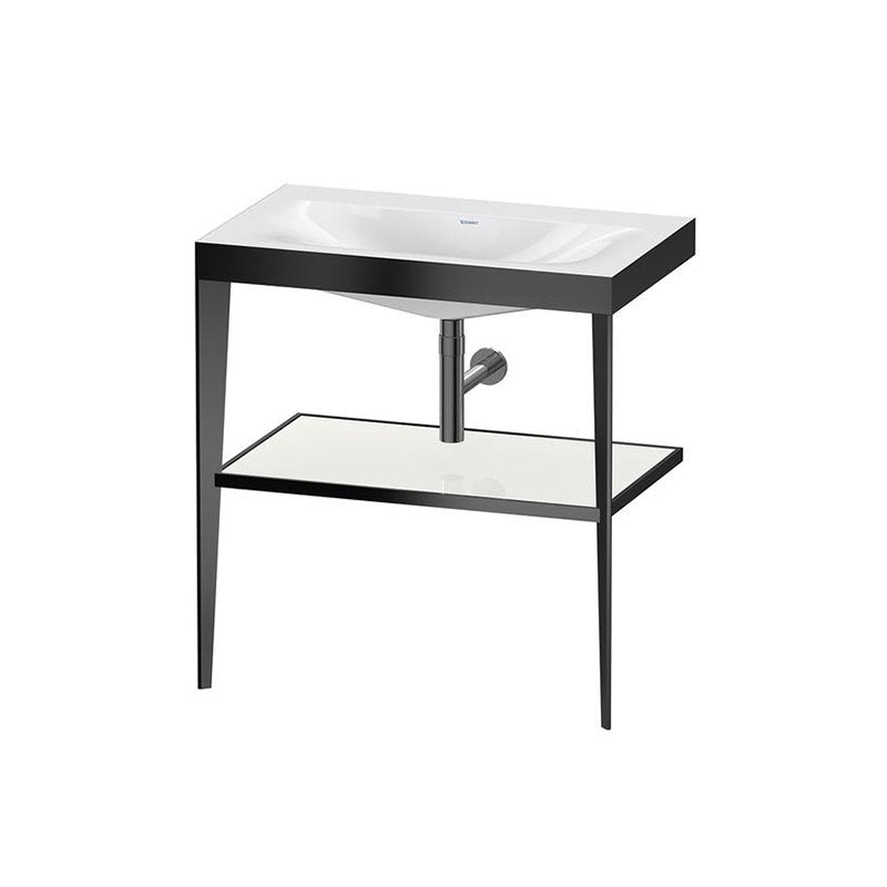 Duravit XViu Console With C-Bonded Basin Package 800mm - No Tap Hole - White Shelf - Matte Black Console